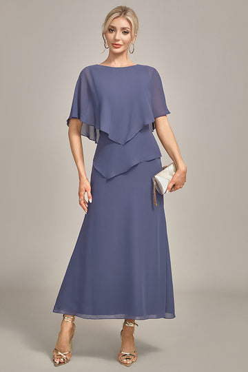Slire Scoop Tea-lengde Stormfull Chiffon Mor til bruden kjole